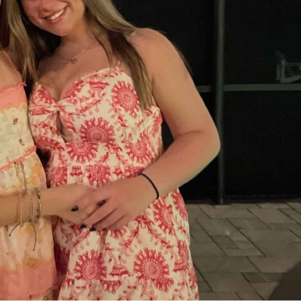 Floral Pink and White Summer Maxi Dress